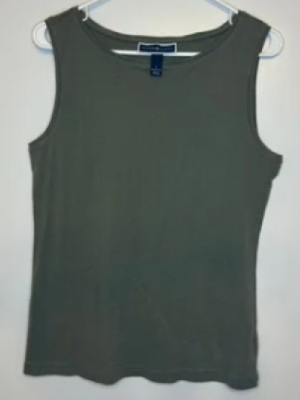 Karen Scott Olive‑Green 100% Cotton Tank Top – Size L